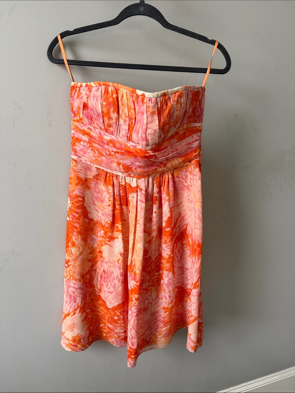 Strapless Pink & Orange Floral Sundress